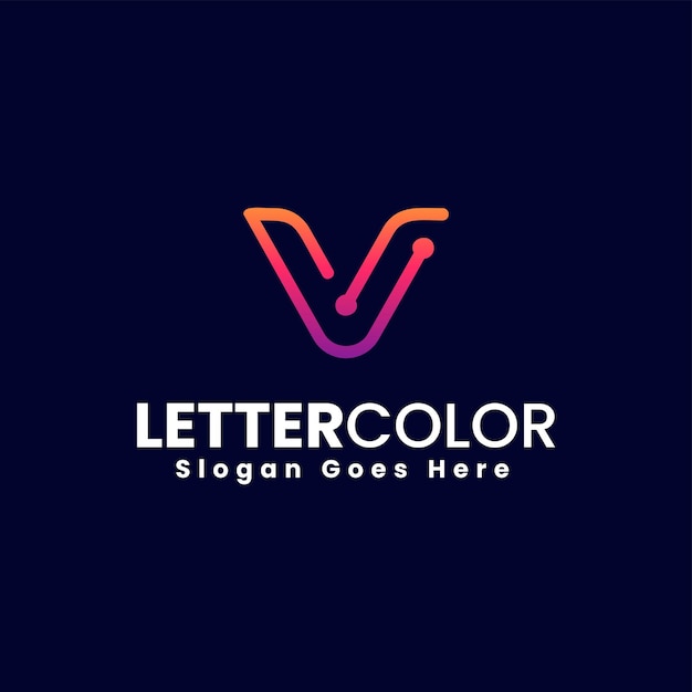 Vector Logo Ilustración Letra V Estilo Colorido Degradado