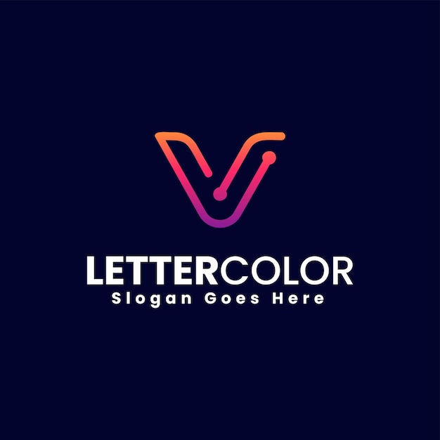 Vector vector logo ilustración letra v estilo colorido degradado