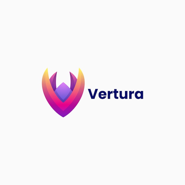 Vector logo ilustración letra v gradiente estilo colorido