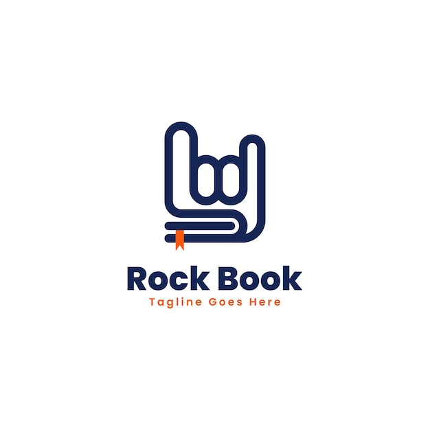 Vector Logo Ilustración Libro Rock Estilo Arte Lineal