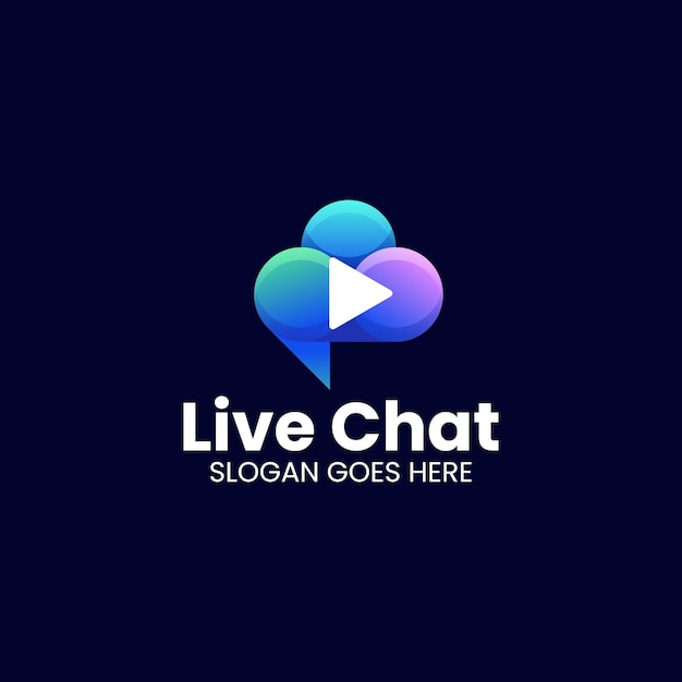 Vector logo ilustración live chat estilo colorido degradado