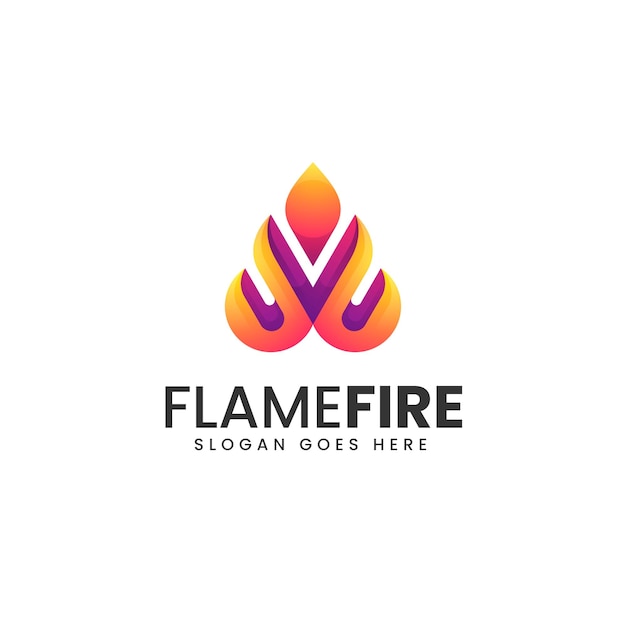 Vector Logo Ilustración Llama Fuego Estilo Colorido Degradado