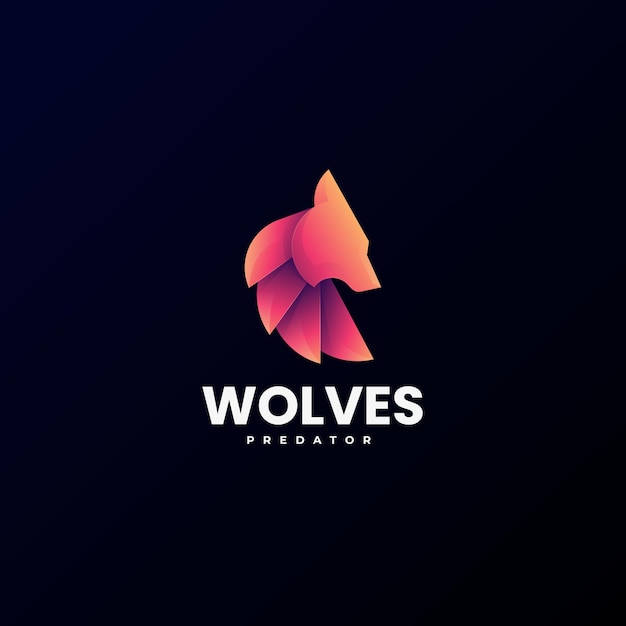 Vector logo ilustración lobo estilo colorido degradado