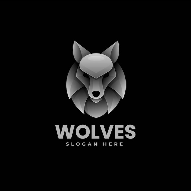 Vector Logo Ilustración Lobo Estilo Colorido Degradado