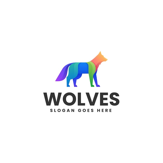 Vector Logo Ilustración Lobo Estilo Colorido Degradado