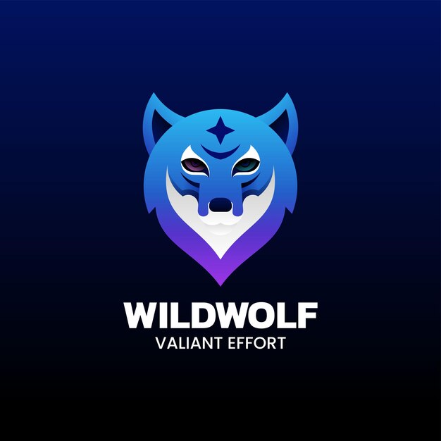 Vector Logo Ilustración Con Lobo Salvaje Estilo Colorido Degradado