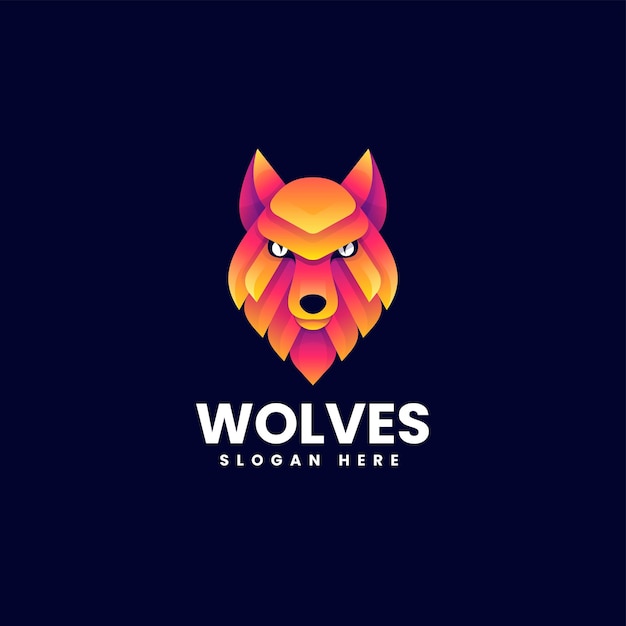 Vector logo ilustración lobos estilo colorido degradado