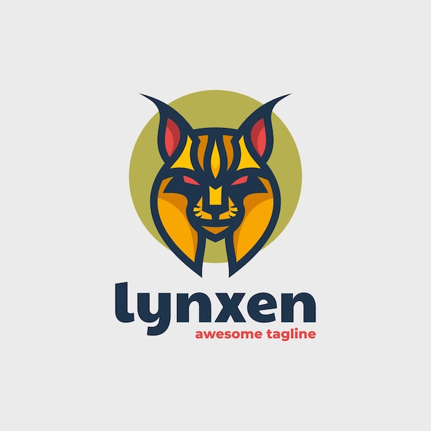 Vector Logo Ilustración Lynx Estilo Mascota Simple