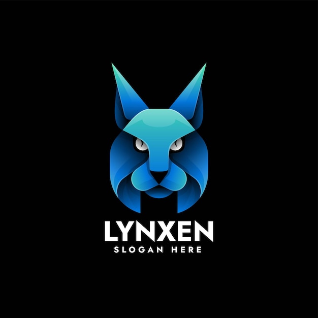 Vector Logo Ilustración Lynx Gradiente Estilo Colorido.