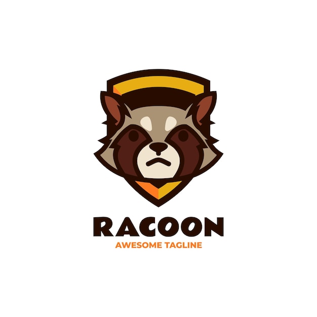Vector Logo Ilustración Mapache Estilo Mascota Simple