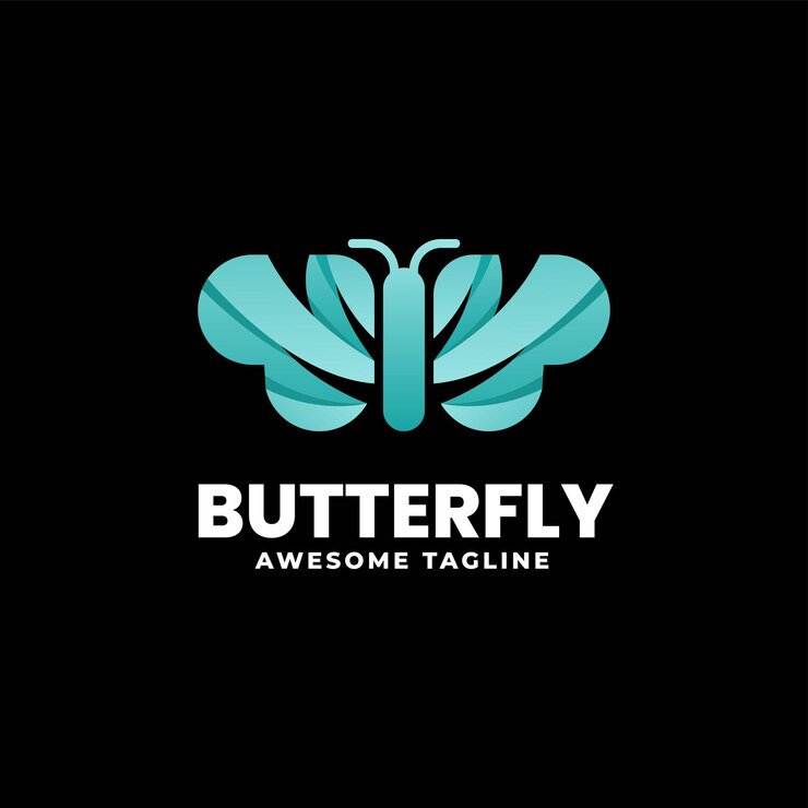 Vector logo ilustración mariposa degradado estilo colorido Premium