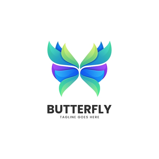 Vector Logo Ilustración Mariposa Estilo Colorido Degradado
