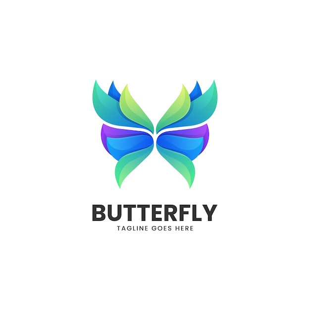 Vector logo ilustración mariposa estilo colorido degradado