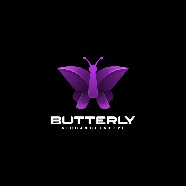 Vector Logo Ilustración Mariposa Estilo Colorido Degradado