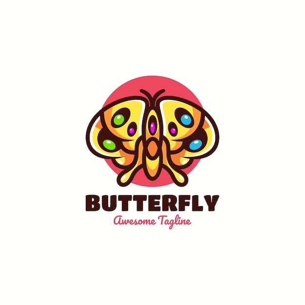 Vector logo ilustración mariposa estilo mascota simple