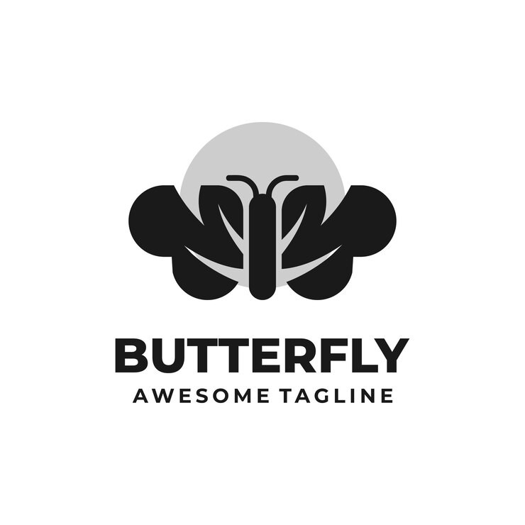 Vector Logo Ilustración Mariposa Estilo Silueta