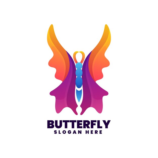 Vector logo ilustración mariposa gradiente estilo colorido