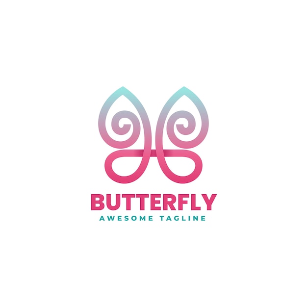 Vector logo ilustración mariposa línea degradada estilo arte