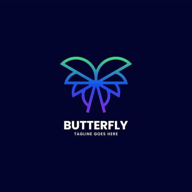 Vector Logo Ilustración Mariposa Línea Degradada Estilo Arte