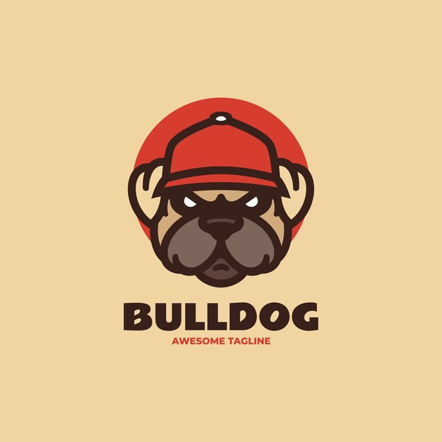 Vector Logo Ilustración Mascota Bulldog Estilo Dibujos Animados