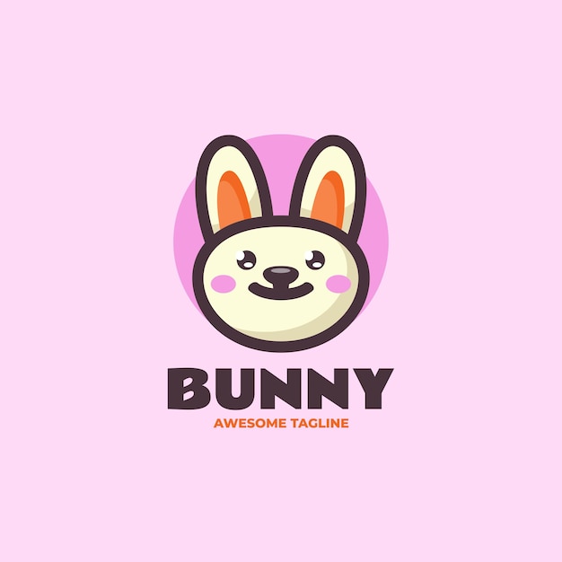 Vector Logo Ilustración Mascota Conejito Estilo Dibujos Animados