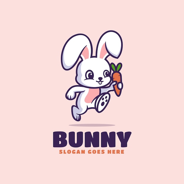 Vector Logo Ilustración Mascota Conejito Estilo Dibujos Animados