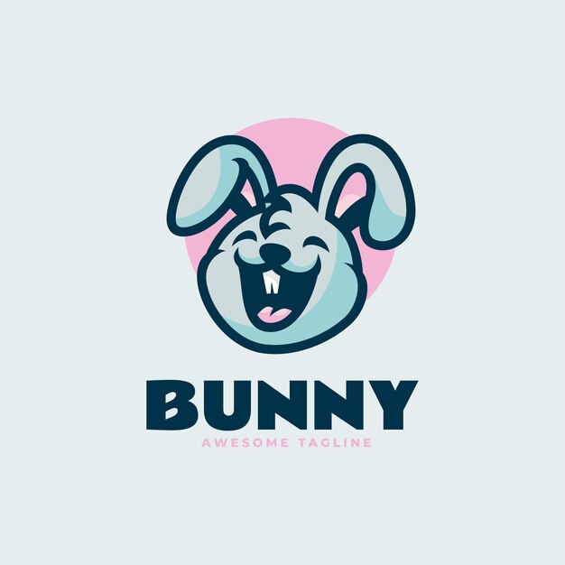 Vector Logo Ilustración Mascota Conejito Estilo Dibujos Animados