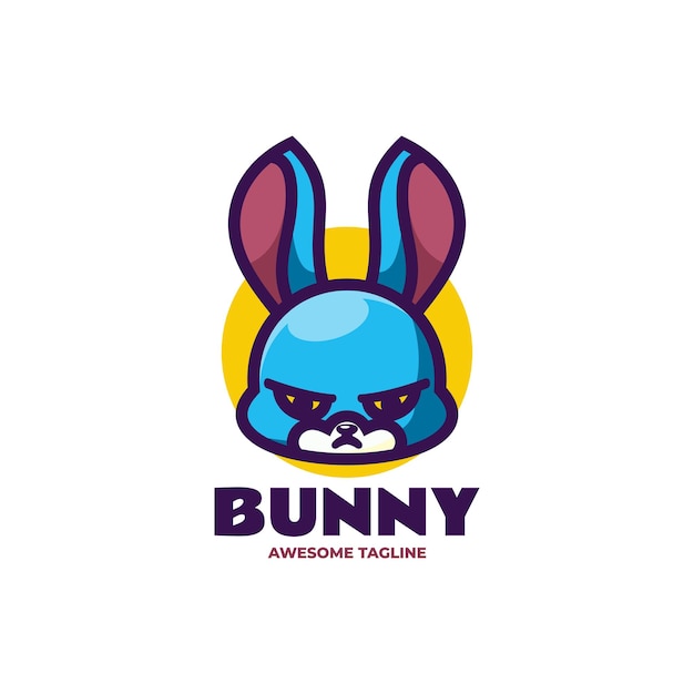 Vector Logo Ilustración Mascota Conejito Estilo Dibujos Animados