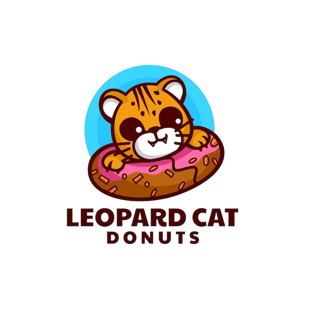 Vector logo ilustración mascota donut leopardo estilo dibujos animados