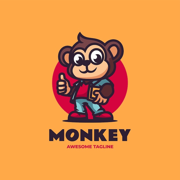 Vector Logo Ilustración Mascota Mono Estilo Dibujos Animados