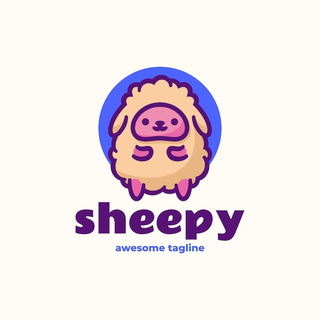 Vector Logo Ilustración Mascota Oveja Estilo Dibujos Animados