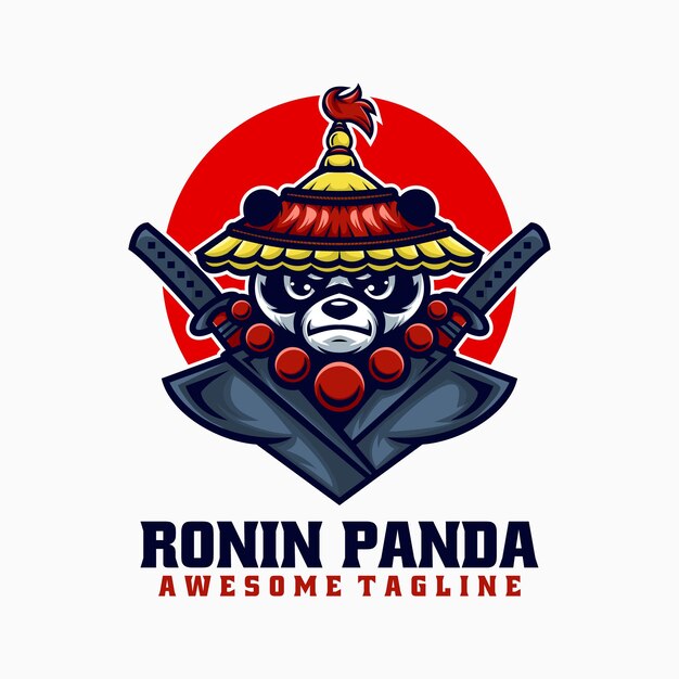 Vector Logo Ilustración Mascota Panda Estilo Dibujos Animados
