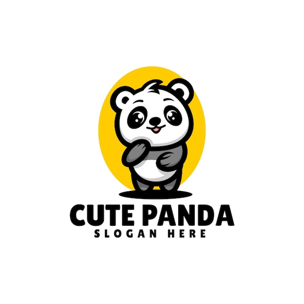 Vector Logo Ilustración Mascota Panda Estilo Dibujos Animados