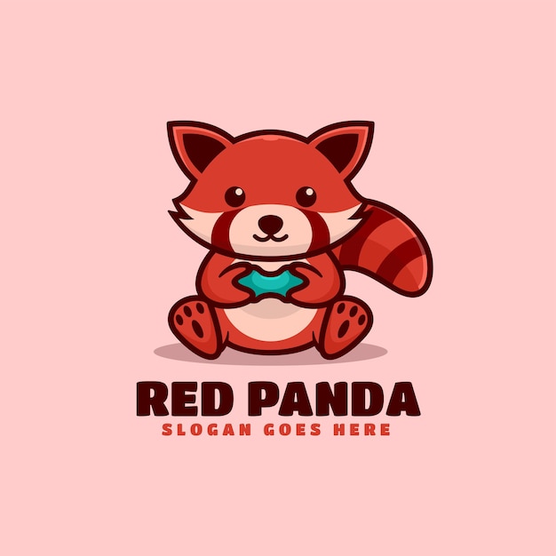 Vector logo ilustración mascota panda rojo estilo dibujos animados