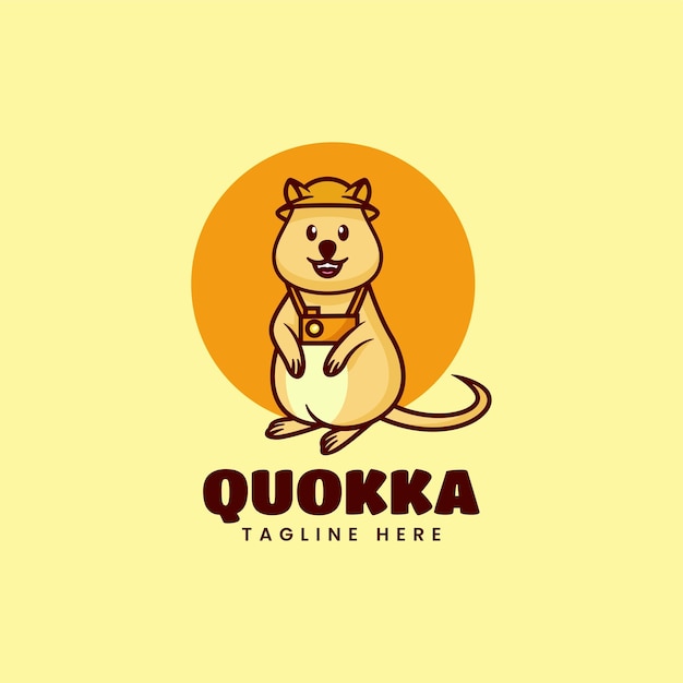 Vector logo ilustración mascota quokka estilo dibujos animados