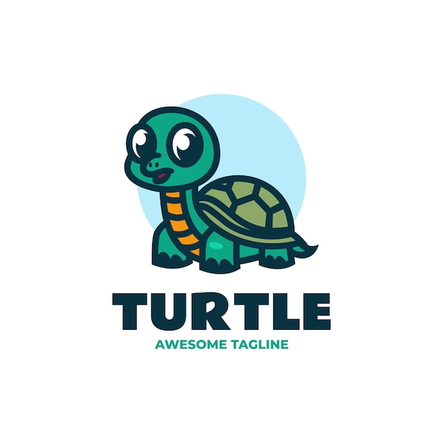 Vector Logo Ilustración Mascota Tortuga Estilo Dibujos Animados