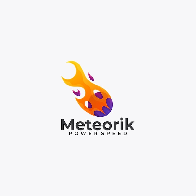 Vector Logo Ilustración Meteoro Estilo Colorido Degradado