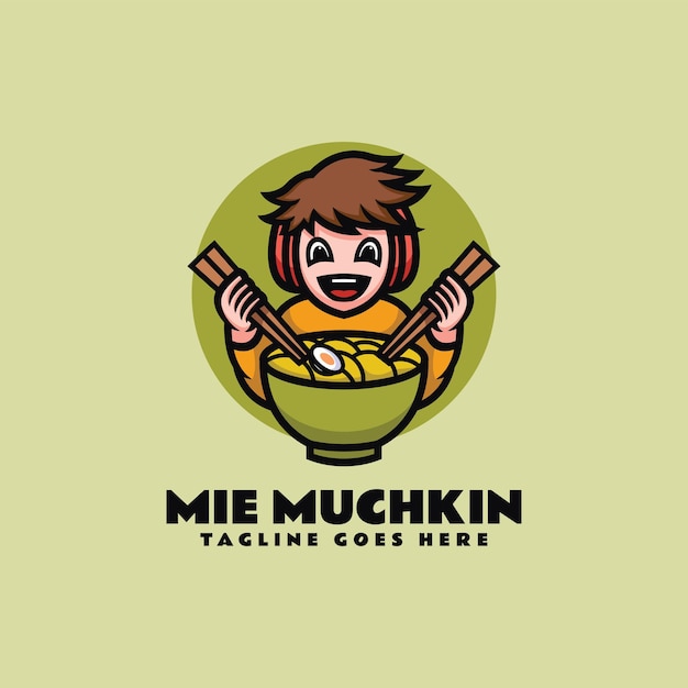 Vector Logo Ilustración Mie Muchkin Mascota Estilo Dibujos Animados
