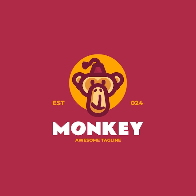 Vector Logo Ilustración Mono Estilo Mascota Simple