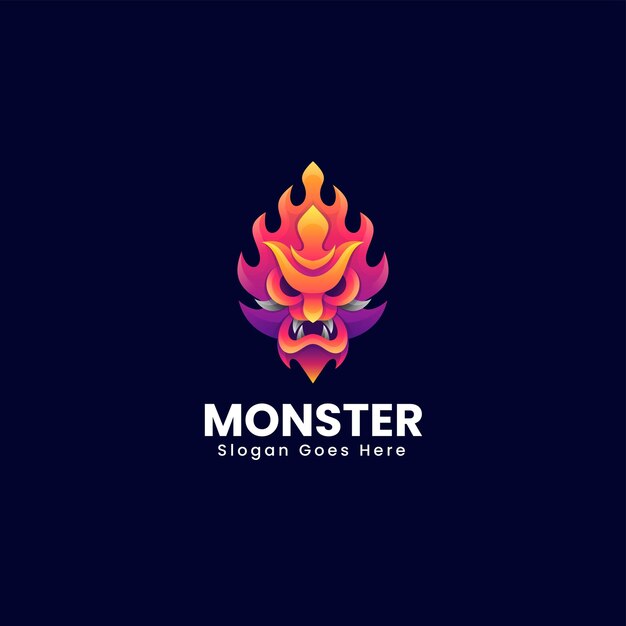 Vector Logo Ilustración Monstruo Estilo Colorido Degradado
