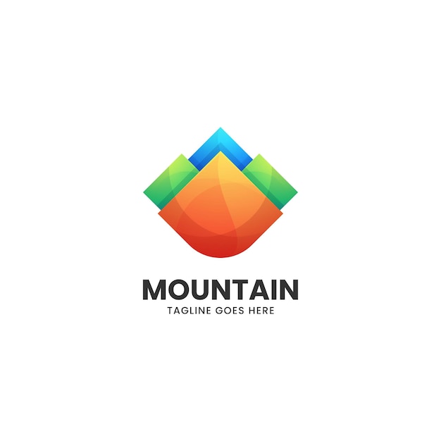 Vector Logo Ilustración Montaña Estilo Colorido Degradado