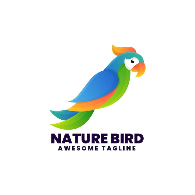 Vector Logo Ilustración Naturaleza Pájaro Gradiente Estilo Colorido