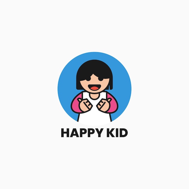Vector logo ilustración niño feliz mascota estilo dibujos animados