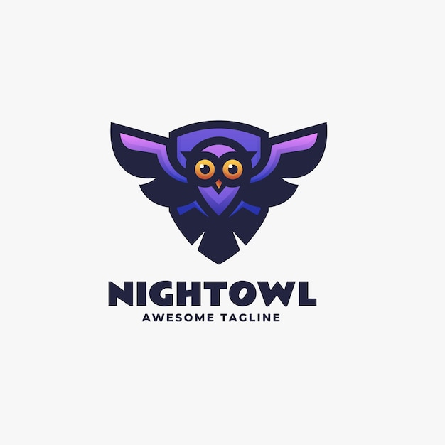 Vector Logo Ilustración Noctámbulo Estilo colorido degradado