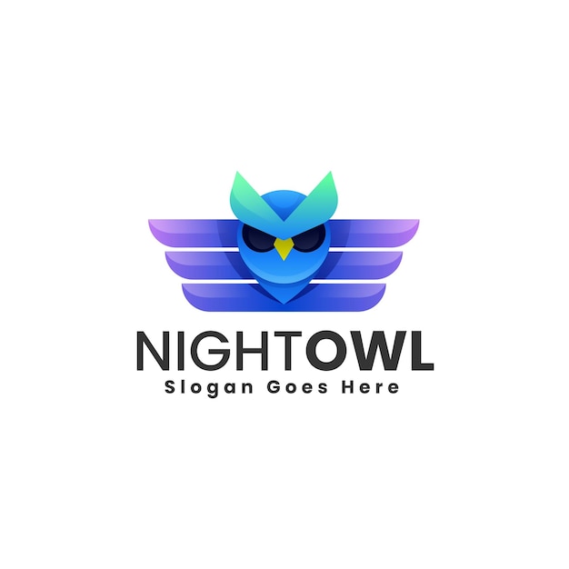 Vector Logo Ilustración Noctámbulo Estilo colorido degradado