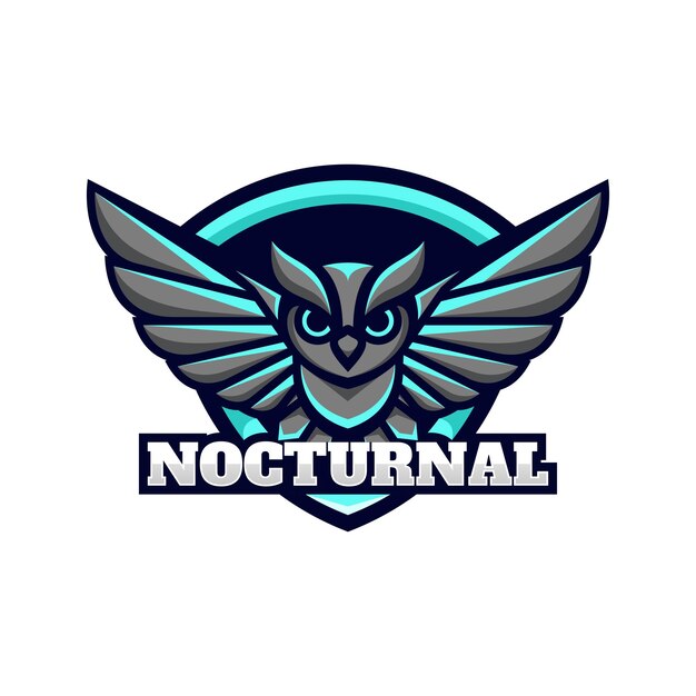 Vector Logo Ilustración Nocturnal Owl E Sport y Sport Style