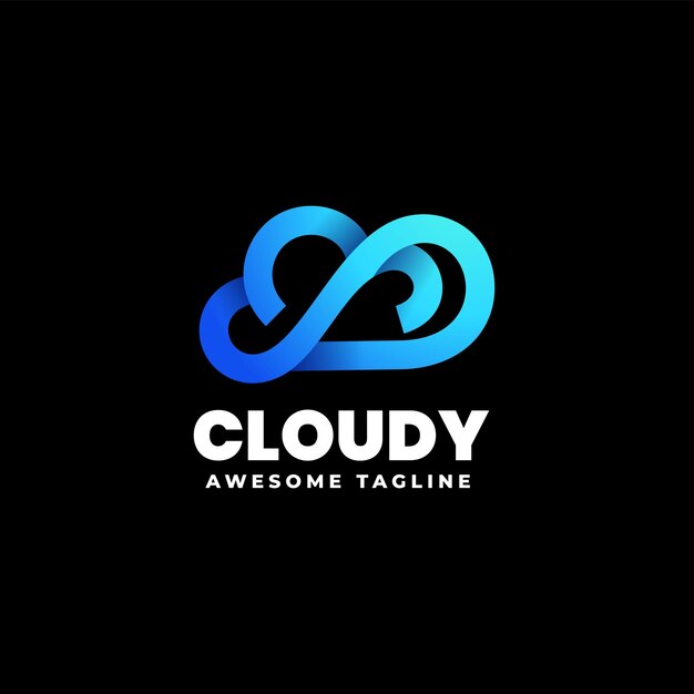 Vector Logo Ilustración Nube Gradiente Línea Arte Estilo