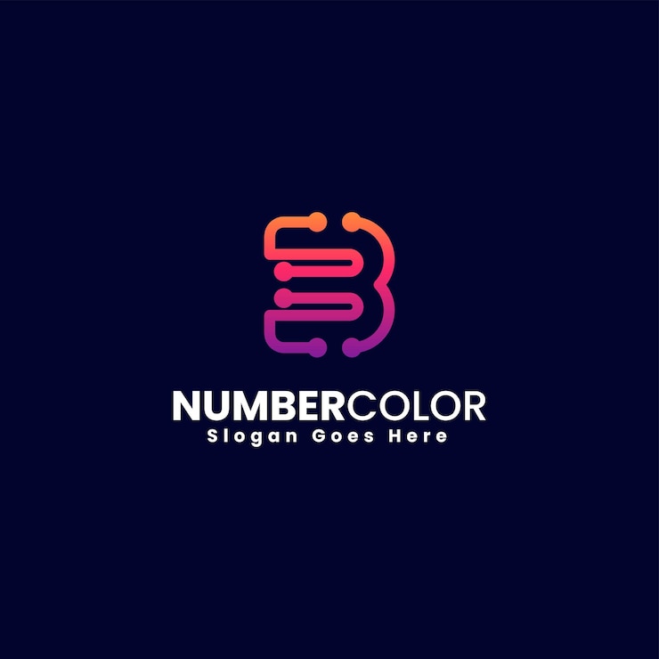 Vector vector logo ilustración número 3 estilo colorido degradado