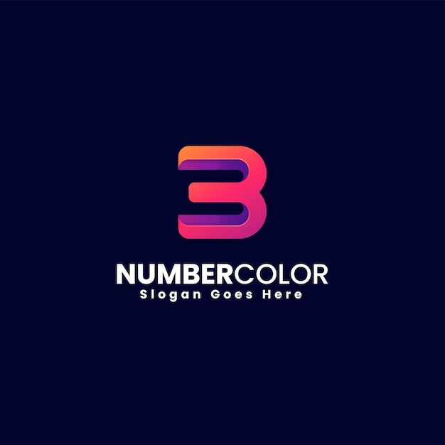 Vector Logo Ilustración Número 3 Gradiente Estilo Colorido
