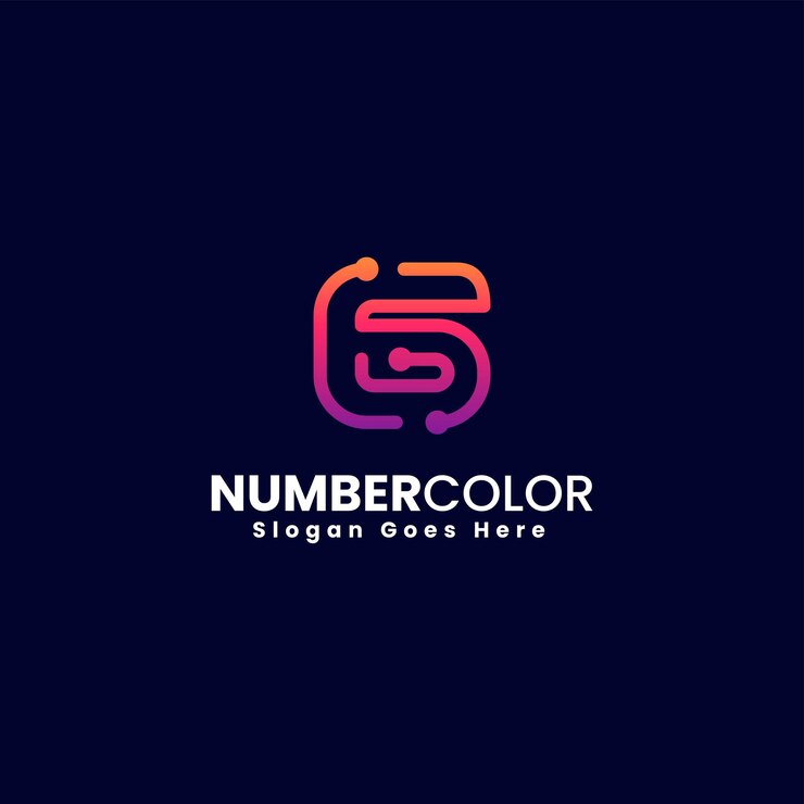 Vector vector logo ilustración número 6 gradiente estilo colorido